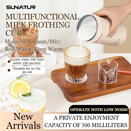SUNATUR Elektrischer Milchaufschäumer und Kaffeemaschine – schnell und tragbar